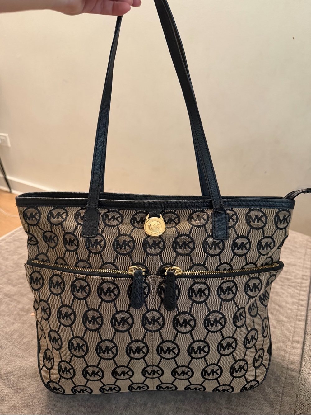 Michael Kors Brown Logo Tote Bag with Black Trim